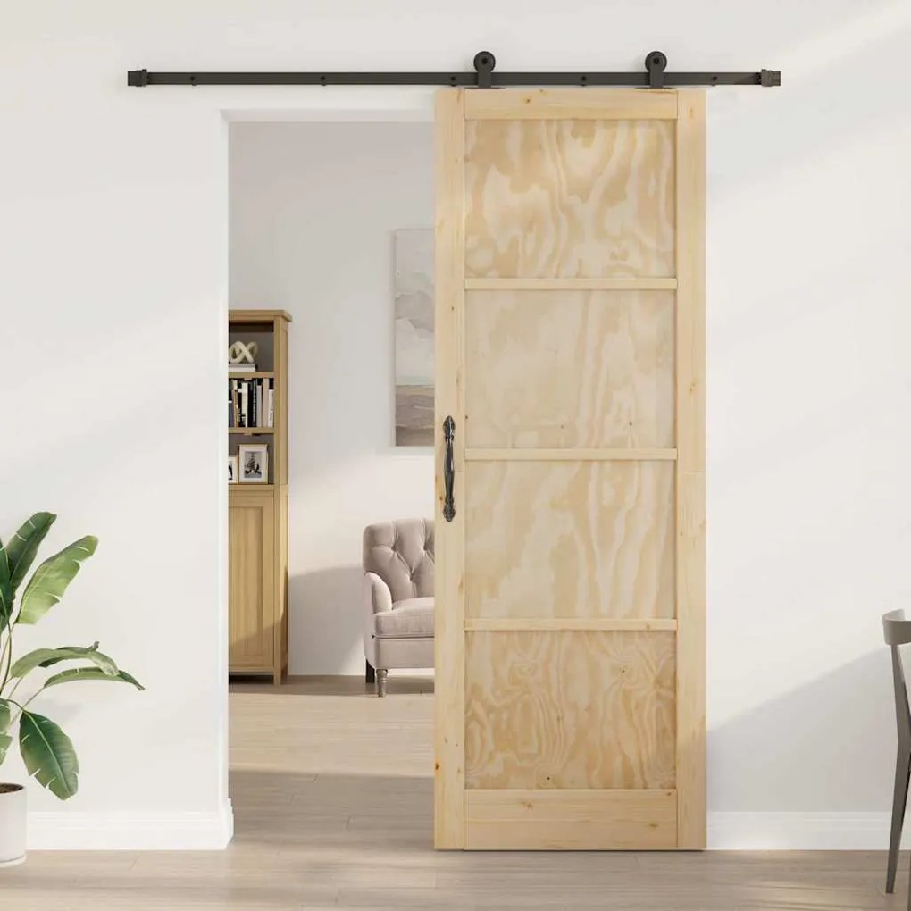 Porta Deslizante vidaXL com Conjunto de Hardware 83x232 cm Madeira Sól