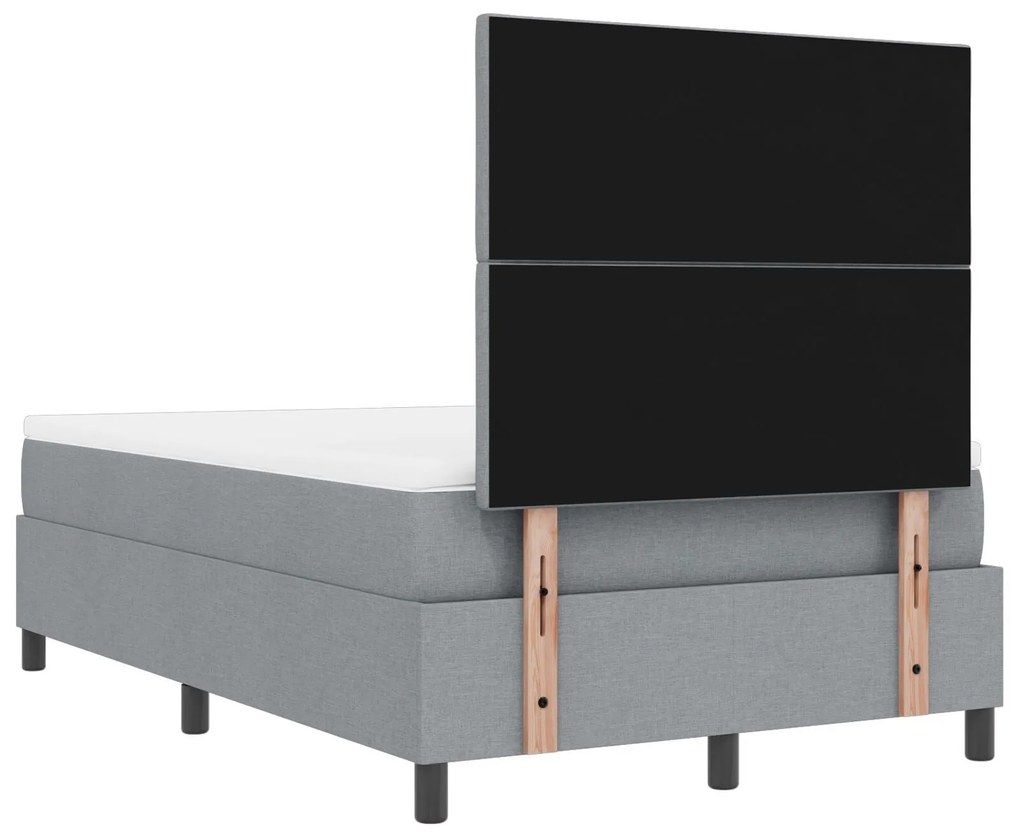 Cama Box Spring com Colchão e Banco Cinza Claro 120x190 cm Tecido