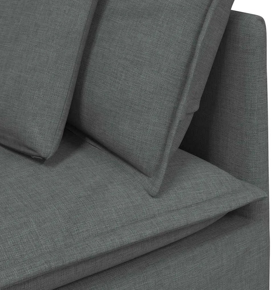 Sofá modular com almofadas tecido cinzento-escuro