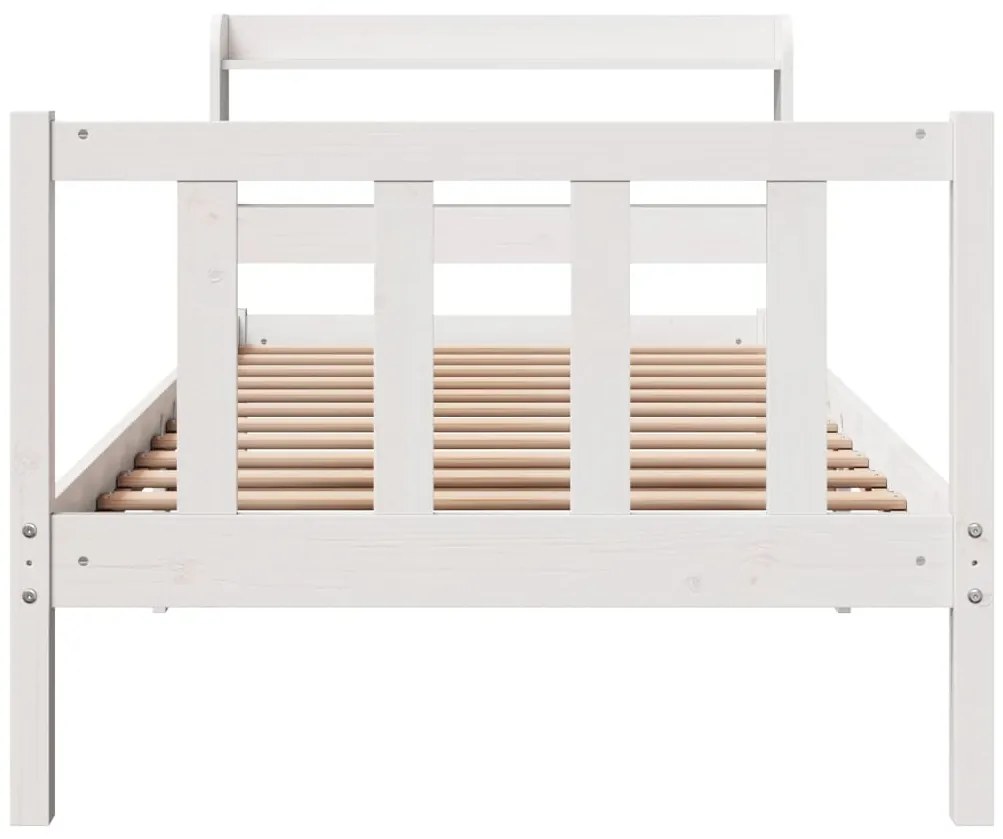 Cama sem colchão 100x200 cm madeira de pinho maciça branco