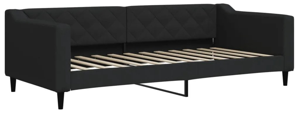 Sofá-cama com gavetão e colchões 90x200 cm tecido preto