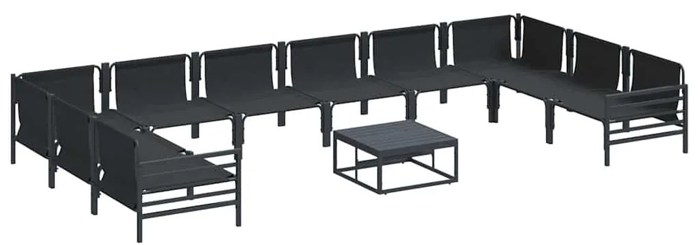 Conjunto de Sofá de Jardim 11 pcs Cinzento-escuro Aço