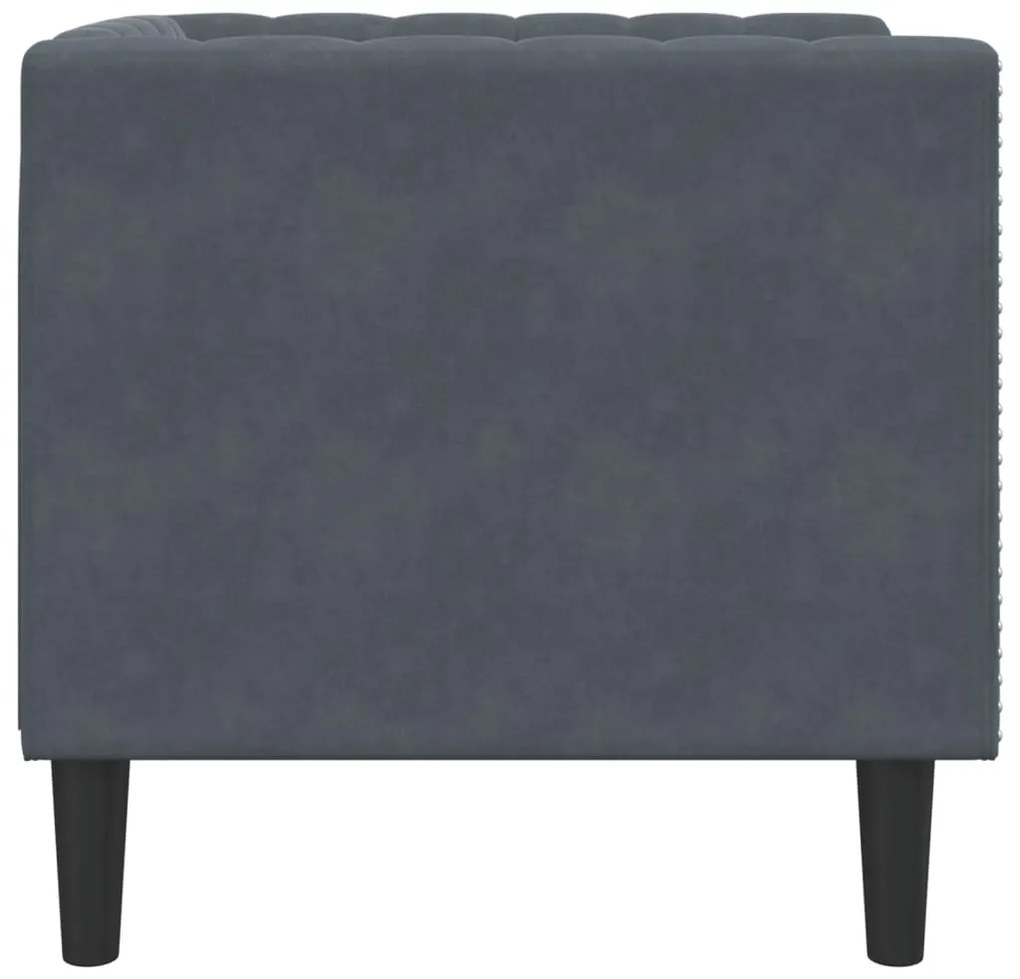 Sofá chesterfield veludo cinzento-escuro