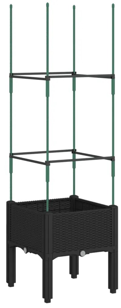 Vaso/floreira de jardim c/ treliça 40x40x142,5 cm PP preto