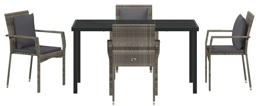 Conjunto de Cadeiras de Jardim 5 pcs Cinzeto 140 x 70 x 73 cm
