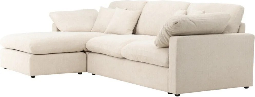 Sofá de canto Dallas 4813, Bege, 304x182x89cm, 122.5 kg, Pernas: Plástico