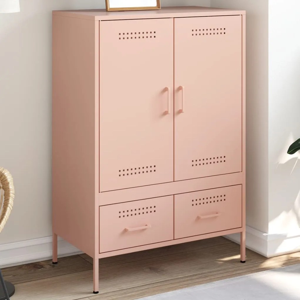 vidaXL Móvel alto 68x39x101,5 cm aço rosa