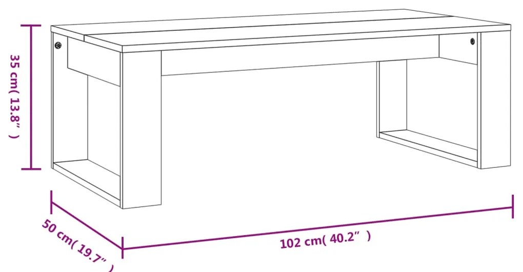 Mesa de centro 102x50x35 cm derivados de madeira preto