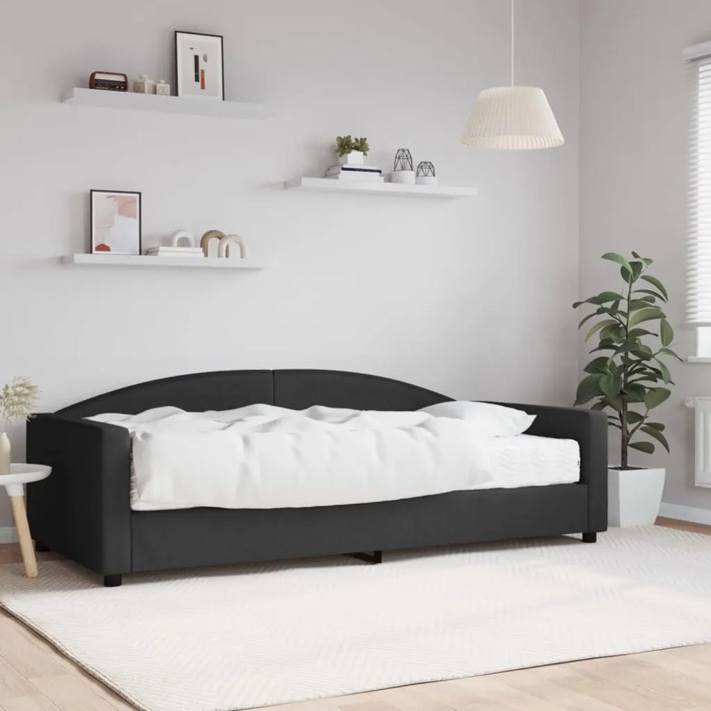 vidaXL Sofá-cama com colchão 100x200 cm tecido preto