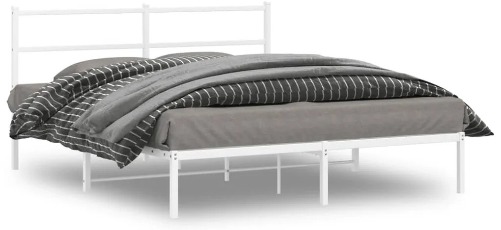 Estrutura de cama com cabeceira 150x200 cm metal branco