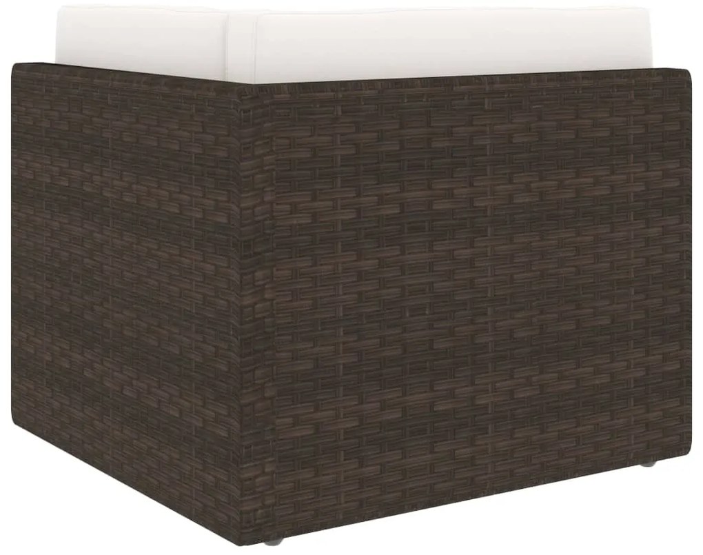 8 pcs conjunto lounge p/ jardim c/ almofadões vime PE castanho