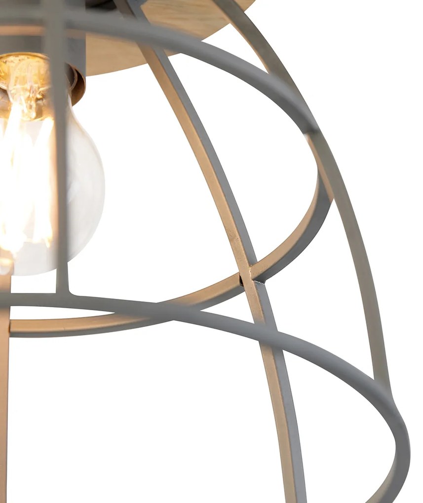 Candeeiro de teto inteligente cinzento escuro com madeira incl. WiFi E27 - Arthur