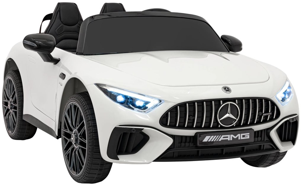 Carro elétrico para Crianças 12V 4x4 Mercedes Benz AMG SL63, Rodas Espuma EVA, Assento couro ecológico Branco