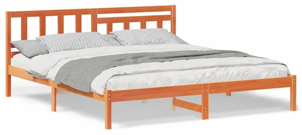 Estrutura da Cama com cabeceira Castanho-mel 180 x 200 cm