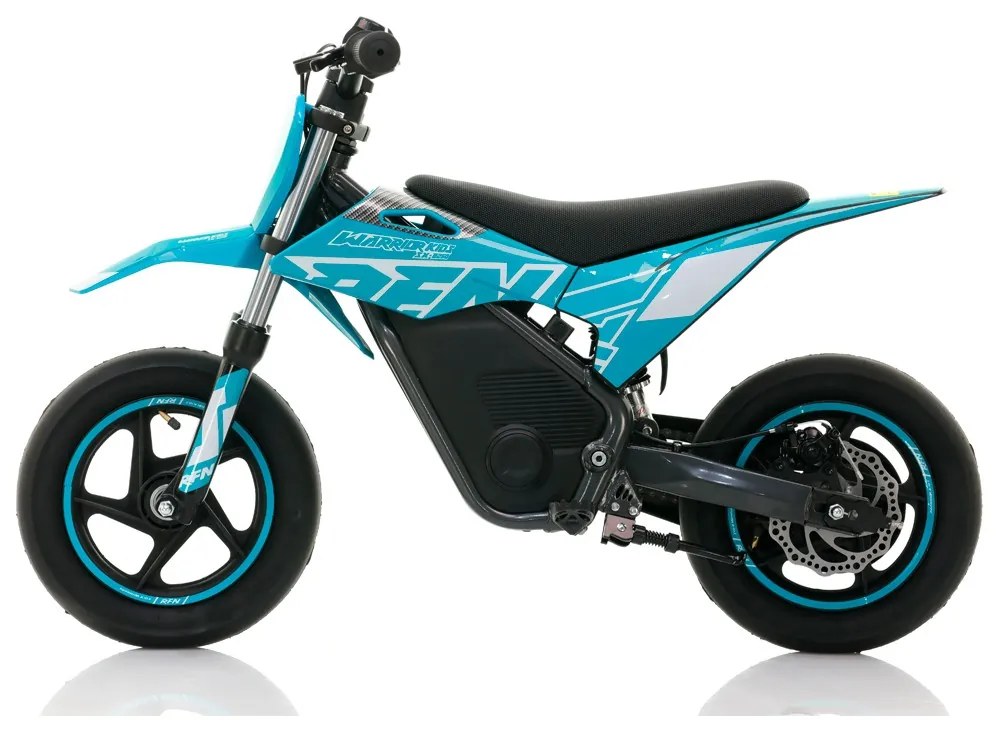 Mini moto elétrica para crianças Minicross electrica RFN Warrior SX-E250 Supermotard 250W 12/12" Até 25Km/hora cm limitador Azul Celeste