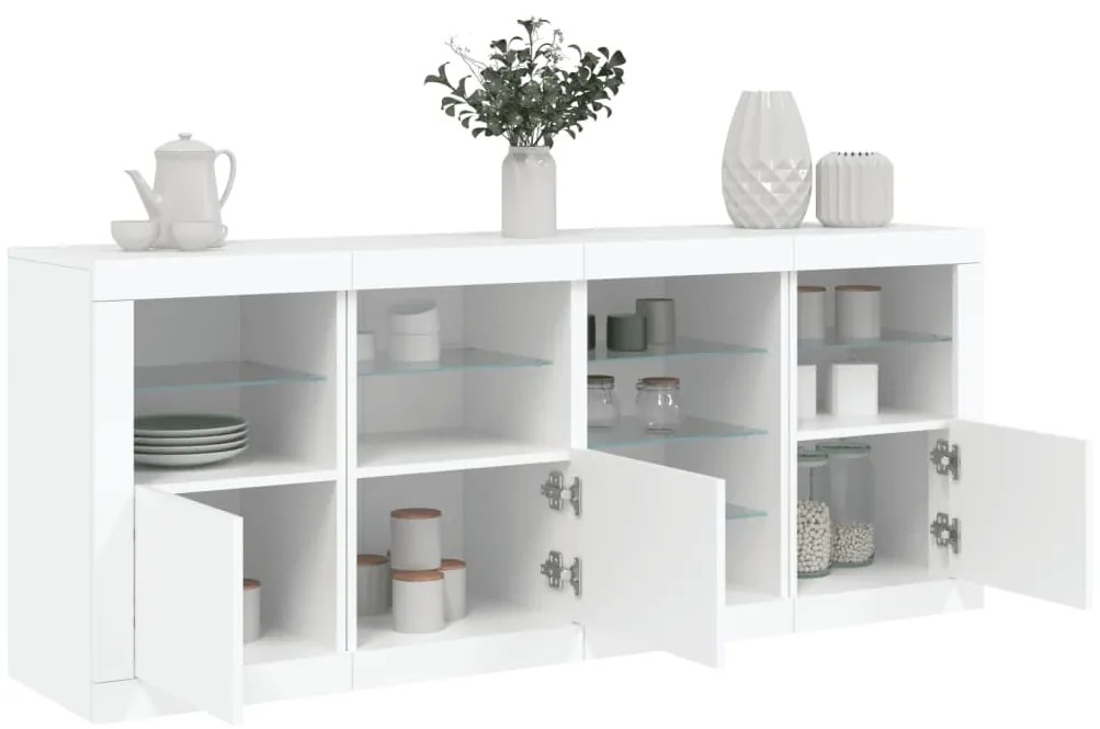 Aparador com luzes LED 164x37x67 cm branco