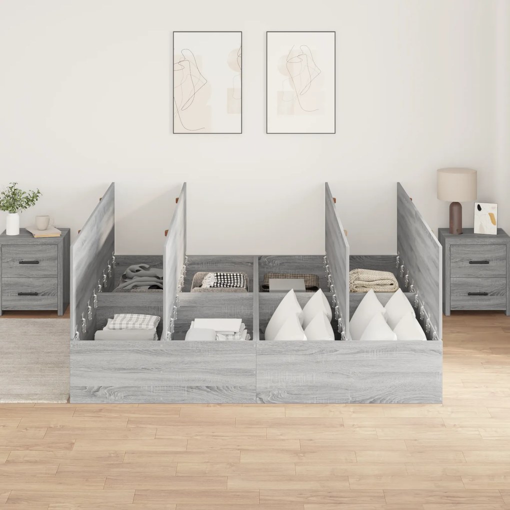 Estrutura de Cama de Armazenamento vidaXL Cinzento Sonoma 180x200 cm