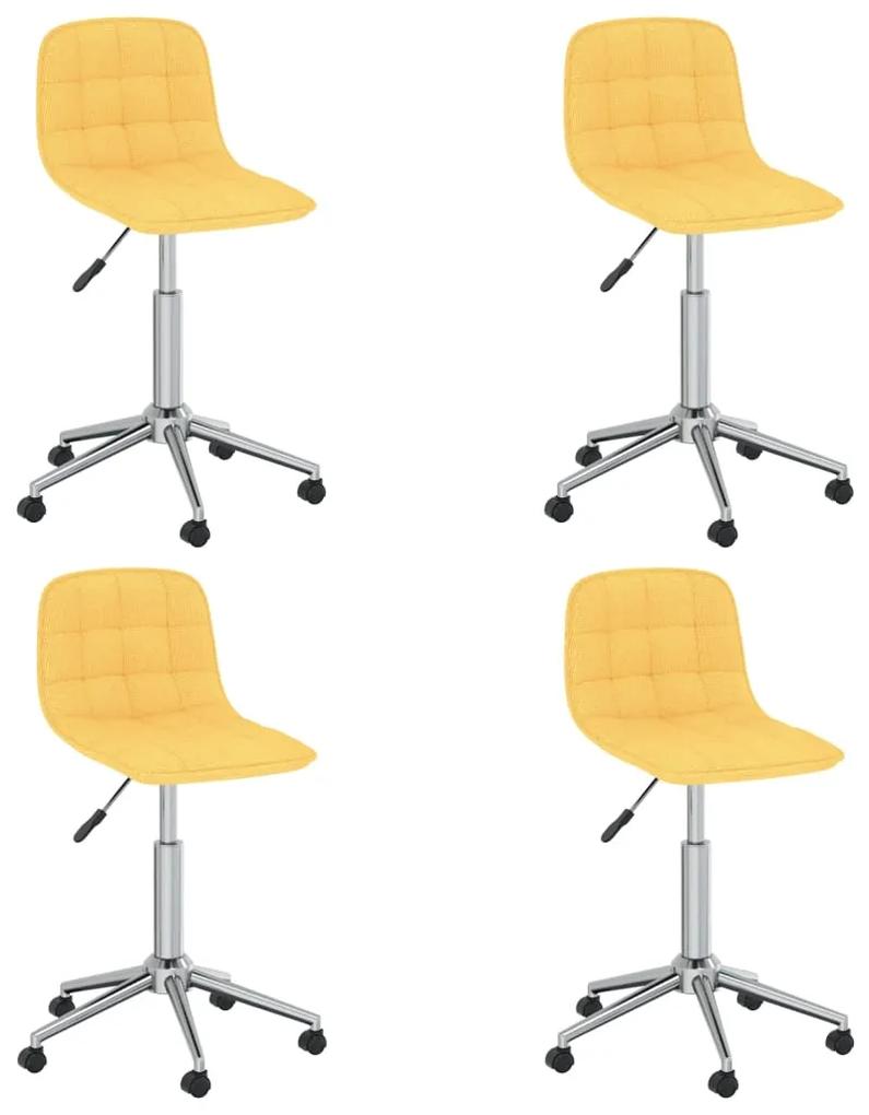 Cadeiras de jantar giratórias 4 pcs tecido amarelo