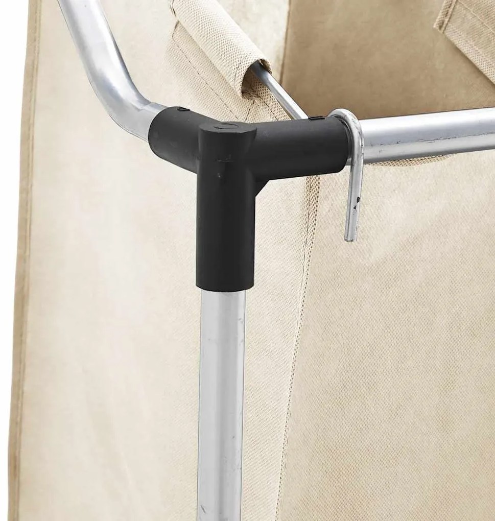 Separador de roupa suja com 4 sacos aço creme