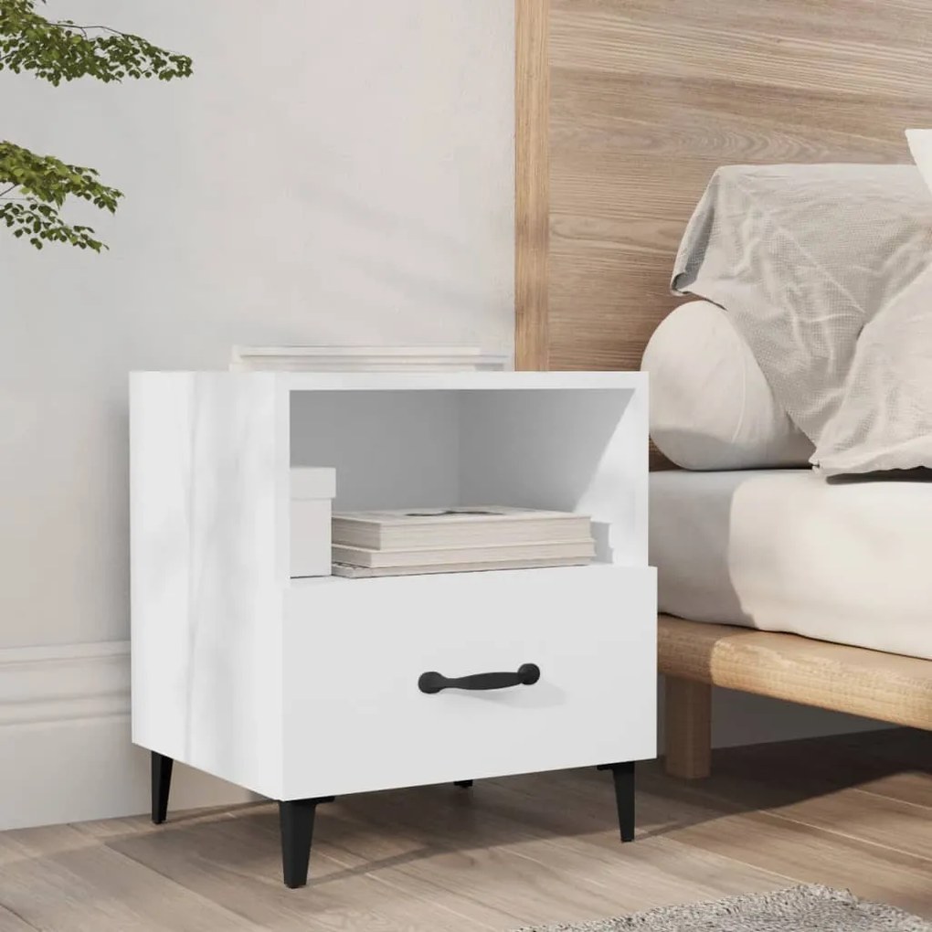 812024 vidaXL Mesa de cabeceira derivados de madeira branco