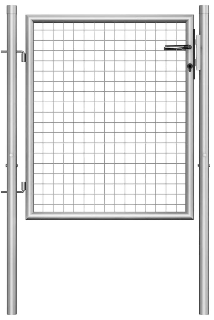 vidaXL Portão de jardim em aço galvanizado 100x75 cm prata