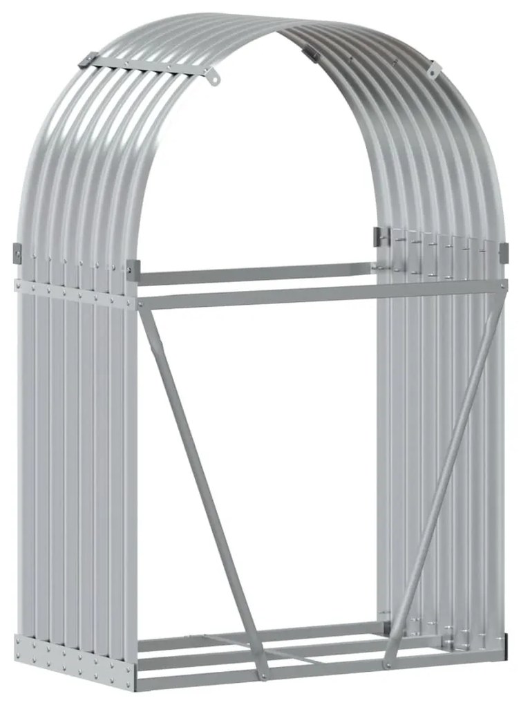 Suporte de lenha 80x45x120 cm aço galvanizado prateado