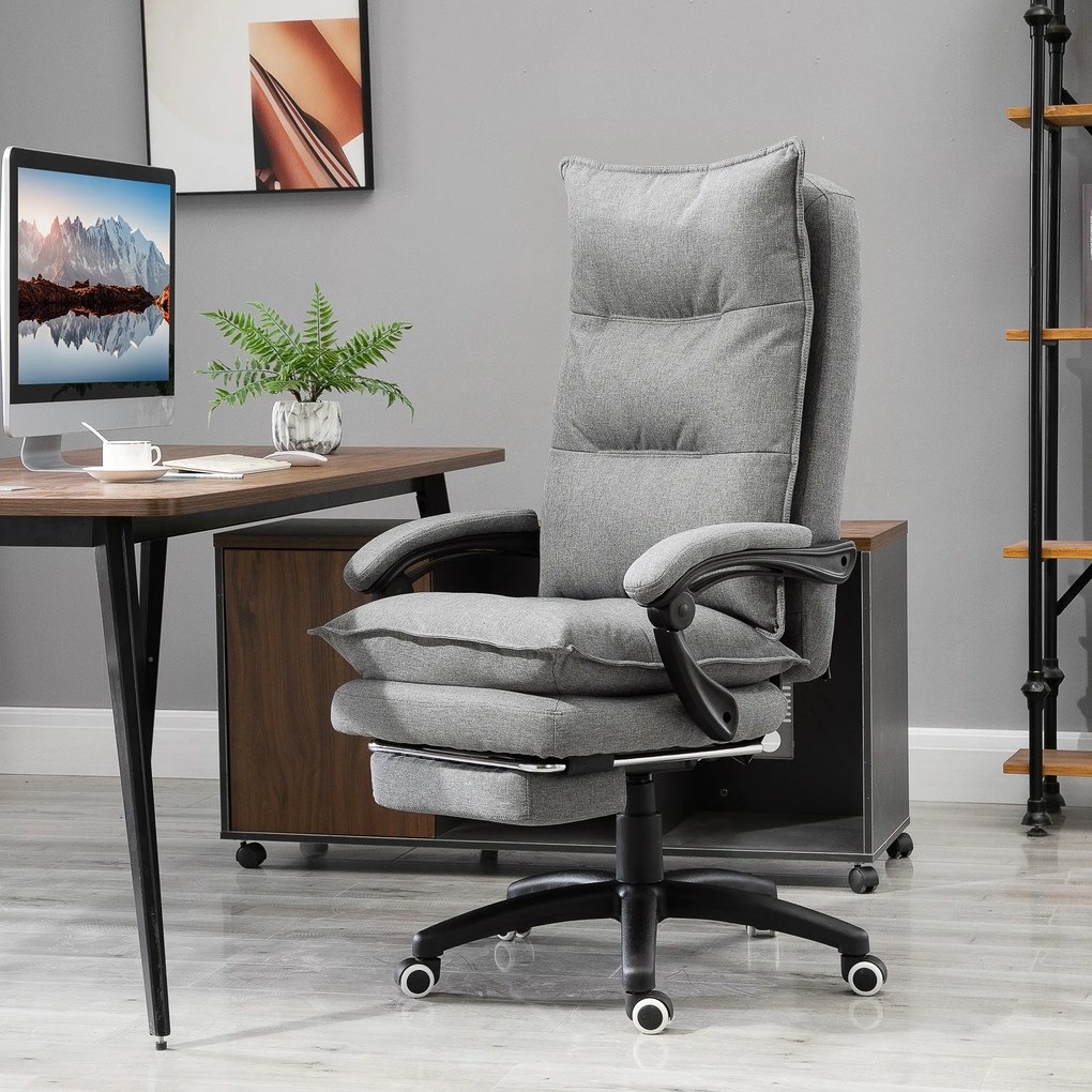 Cadeira de escritório ergonómica com função de massagem, com encosto reclinável, altura ajustável, apoio para os pés integrado, comando com fio, rotaç