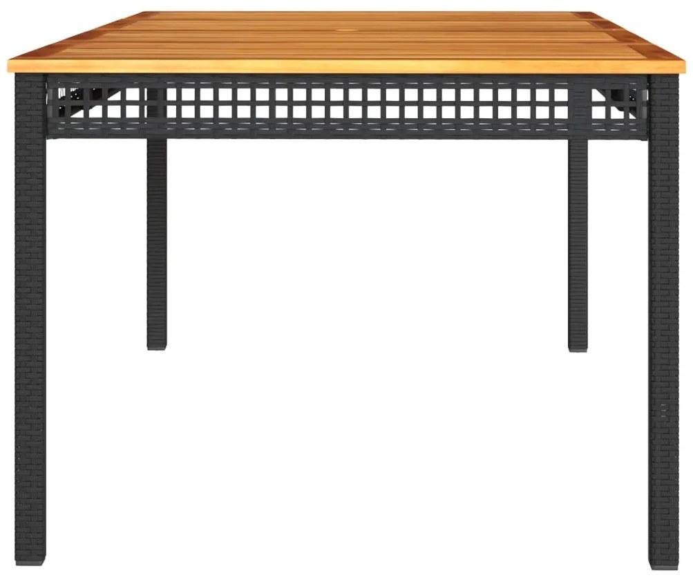 Mesa de jardim 180x90x75 cm vime PE e madeira de acácia preto