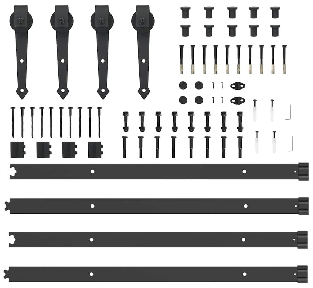 Kit de ferragens para porta deslizante 152,5 cm aço preto