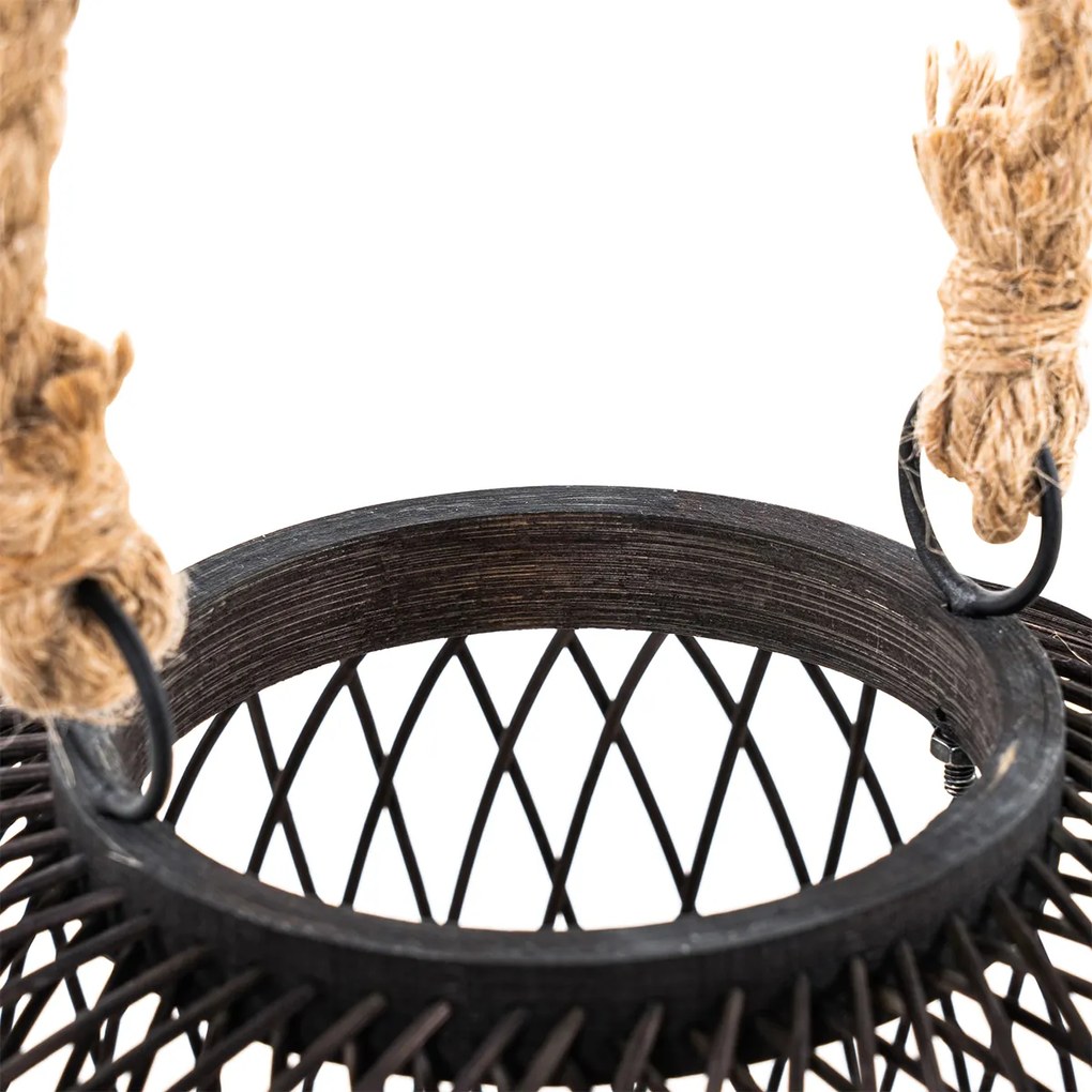 Candeeiro de mesa rural para exterior em rattan preto - Calamus Rústico