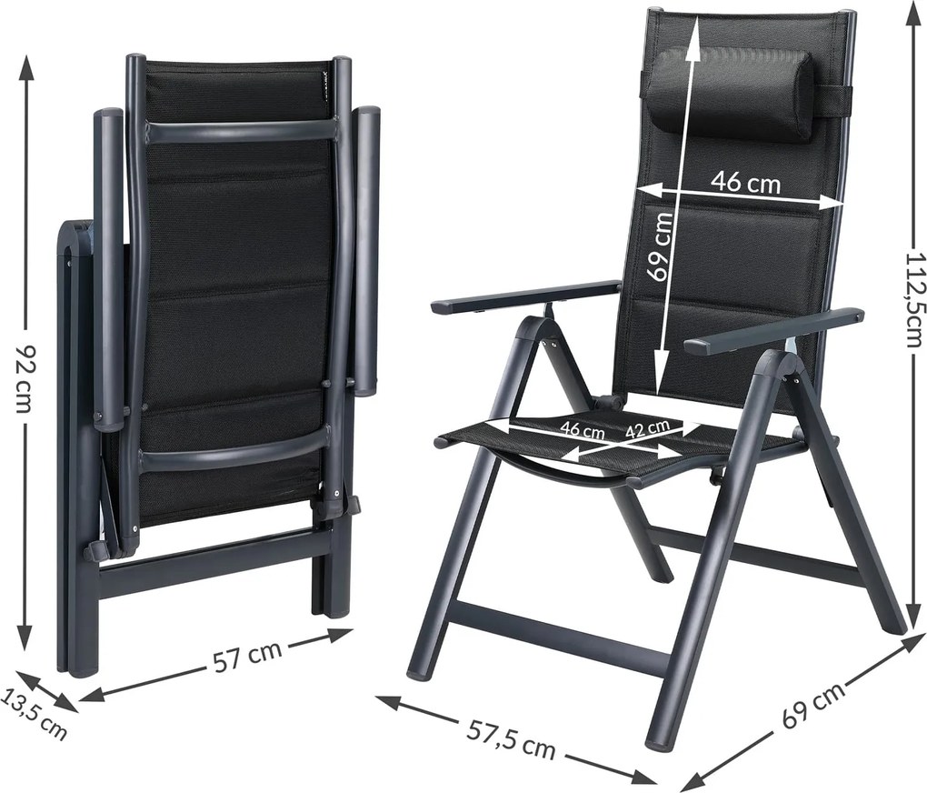 Conjunto de 2 Cadeiras de jardim Bern Premium estofada antracite