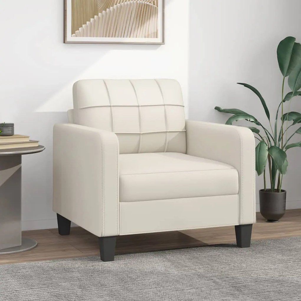 vidaXL Poltrona 60 cm couro artificial cor creme