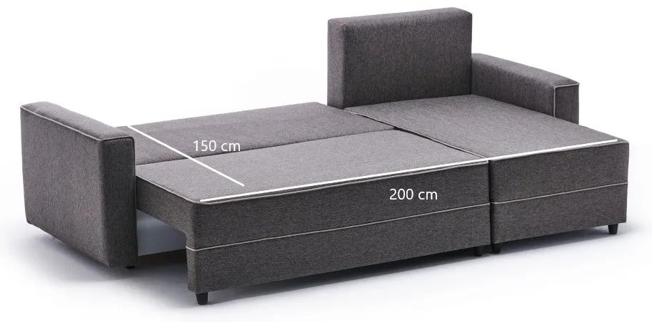 Sofá-Cama de Canto Ece – Castanho – 242x88x90 cm