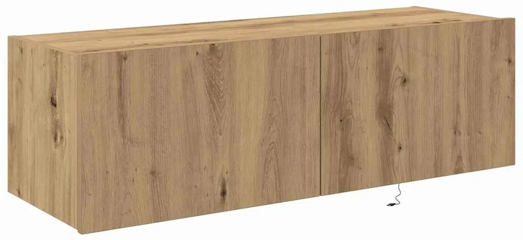 Armário de TV vidaXL com luzes LED Carvalho Artesanal 100x35x31 cm