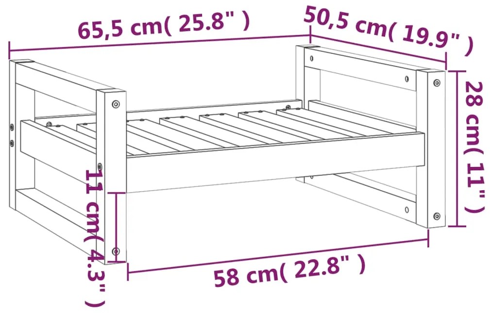 Cama p/ cães 65,5x50,5x28 cm madeira pinho maciça castanho mel