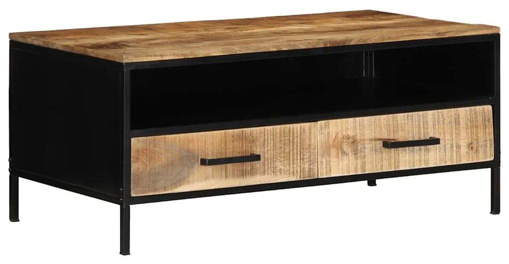 Mesa de Café 90x50x40 cm Madeira Sólida Rústica de Mangueira