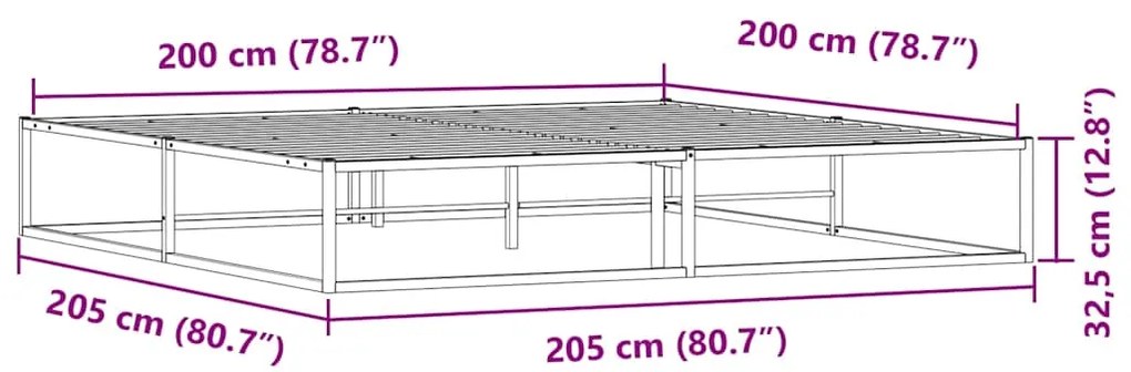Estrutura de cama sem colchão branco 200x200 cm metal