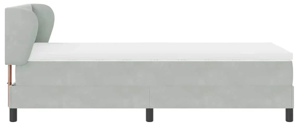 Camas Box Spring vidaXL com Colchão Cinza Claro 90x200 cm em Veludo