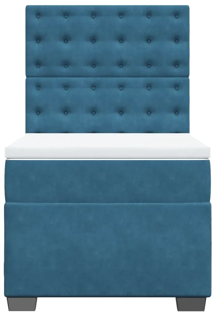 Cama boxspring com colchão 100x200 cm veludo azul