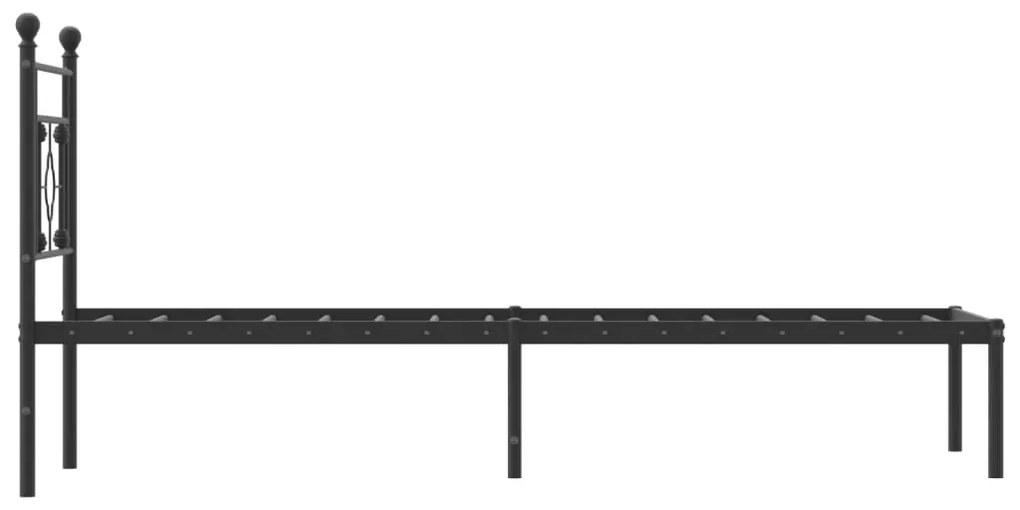 Estrutura de cama com cabeceira 75x190 cm metal preto