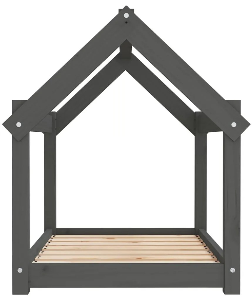 Cama para cães 81x60x70 cm madeira de pinho maciça cinza