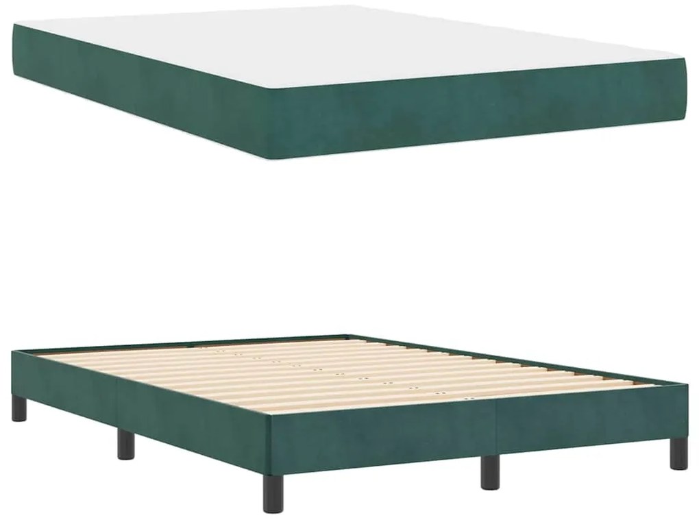 Cama box spring com colchão Verde Escuro 140 x 200 cm Veludo