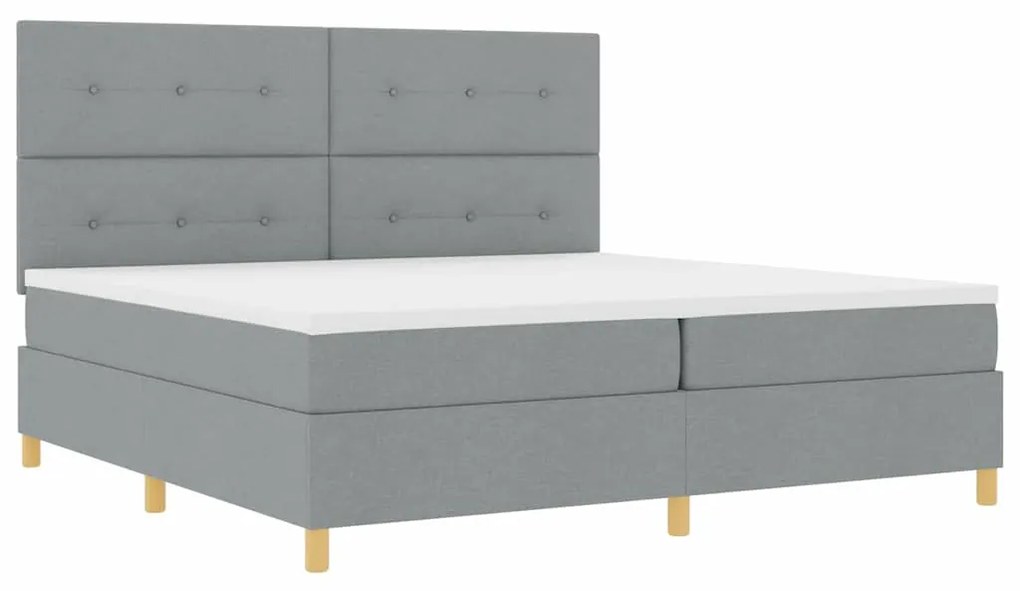 Cama Box Spring com Colchão Cinza Claro 200x200 cm Tecido