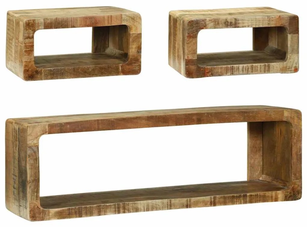 Conjunto de Estantes para TV de 3 Peças em Madeira Maciça de Mangueira