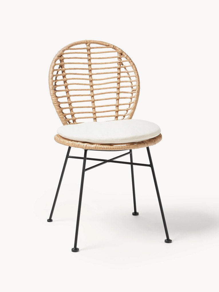 Cadeiras em polyrattan Cordula com almofada de assento, conjunto de 2