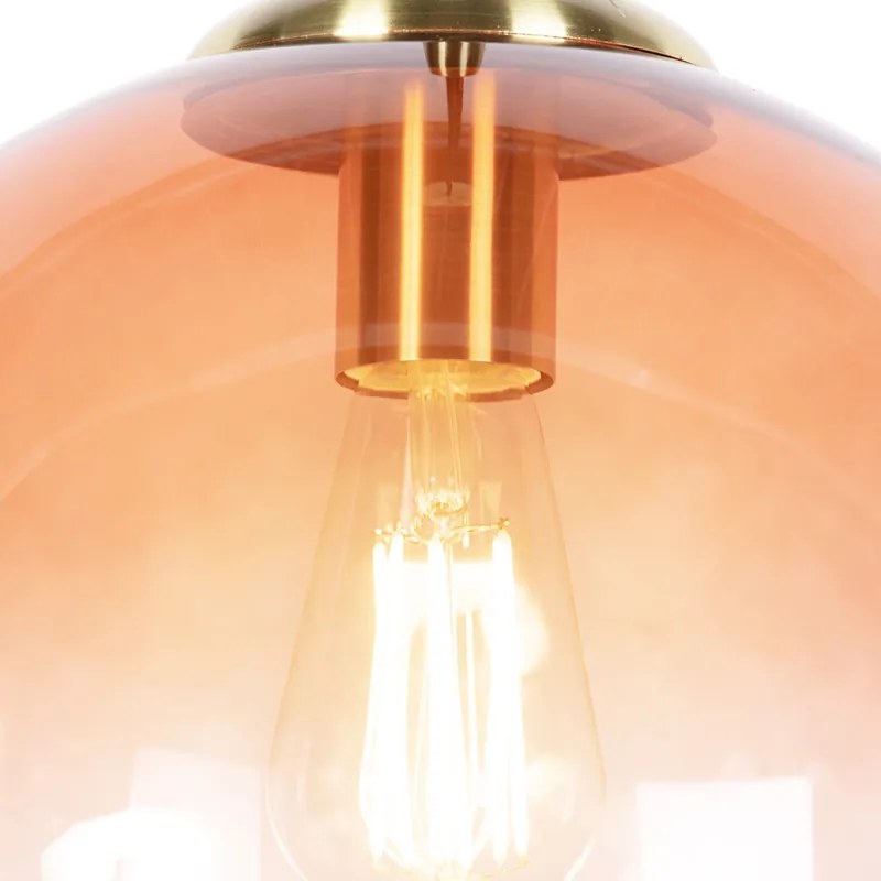 Candeeiro de suspensão Art Deco em latão com vidro cor-de-rosa 33 cm - Pallon Art Deco