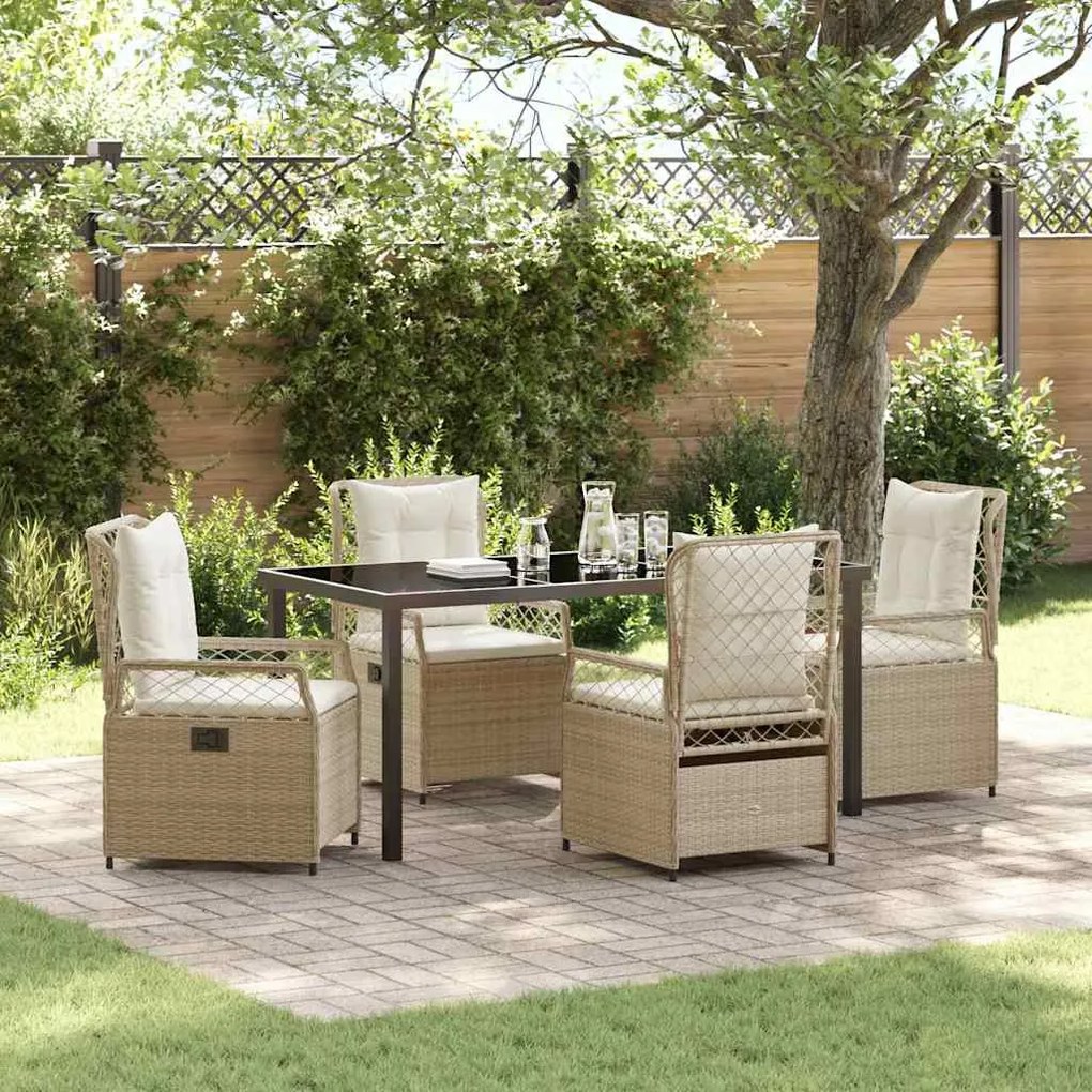 vidaXL Conjunto de Jantar para Jardim 5 pcs Bege vime PE