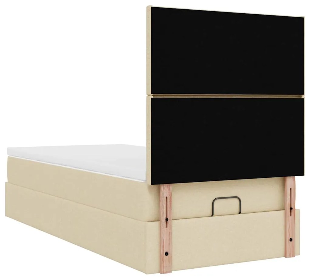 Cama otomana com colchão 90x200 cm tecido creme