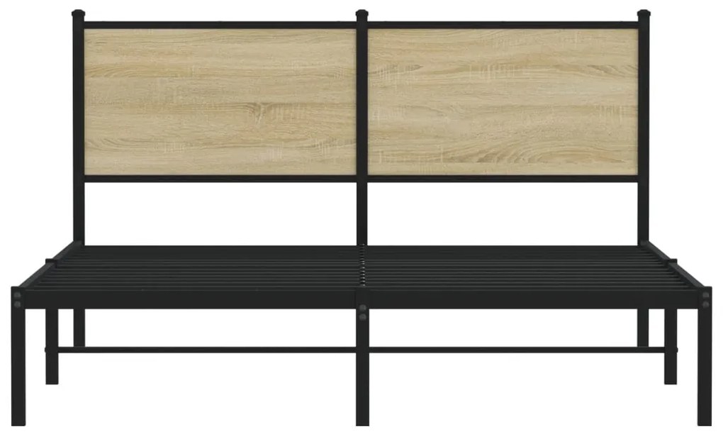 Estrutura de cama sem colchão 137x190 cm metal carvalho sonoma