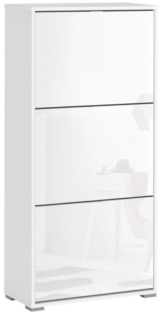 HOMCOM Armário de Sapatos Moderno Sapateira para Corredor Entrada com 6 Prateleiras de Armazenamento Espaço de Exibição 60x26x124cm Branco